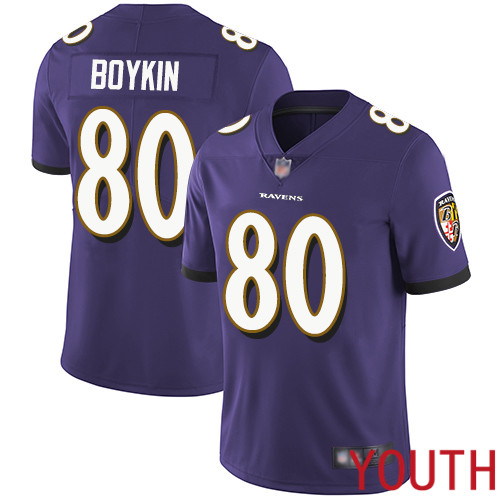 Baltimore Ravens Limited Purple Youth Miles Boykin Home Jersey NFL Football #80 Vapor Untouchable